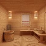 Im Badezimmer unbeschichtete Holzböden