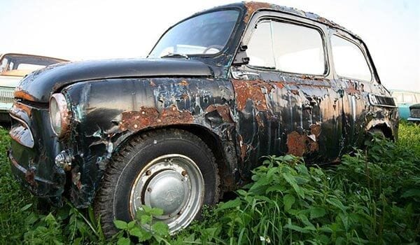 Corrosion on an old car