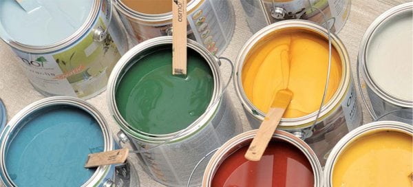 Paints of different colors for wood