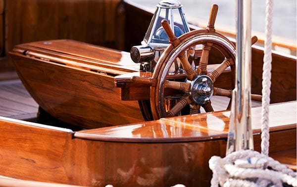Varnished yacht