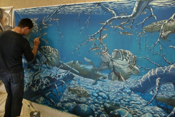 Wall painting with acrylic paint