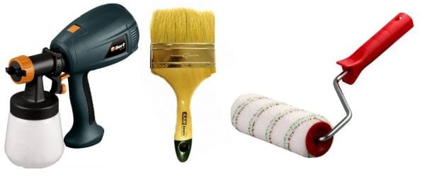 Plastik için boyama araçları: boya tabancası, rulo, fırça