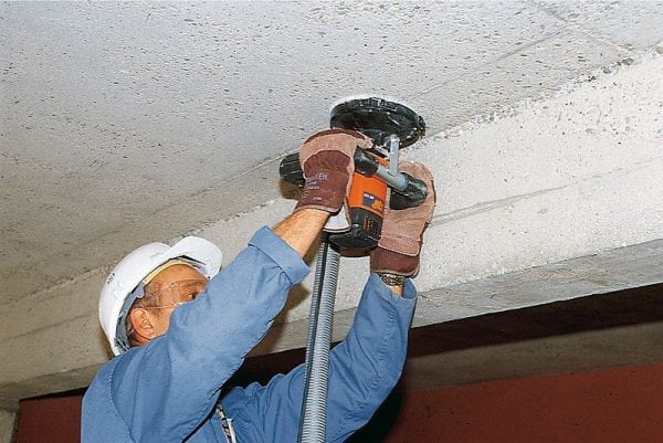 Ceiling cleaning with a grinder