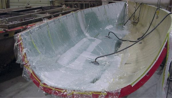 Epoxy is used to seal the hull of a boat