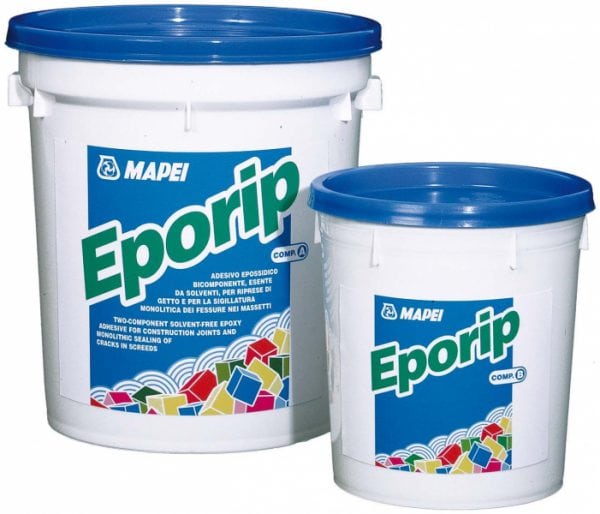 Adhesive based on epoxy composition for concrete work