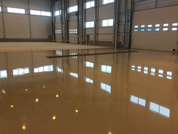 Solid epoxy flooring at an industrial site