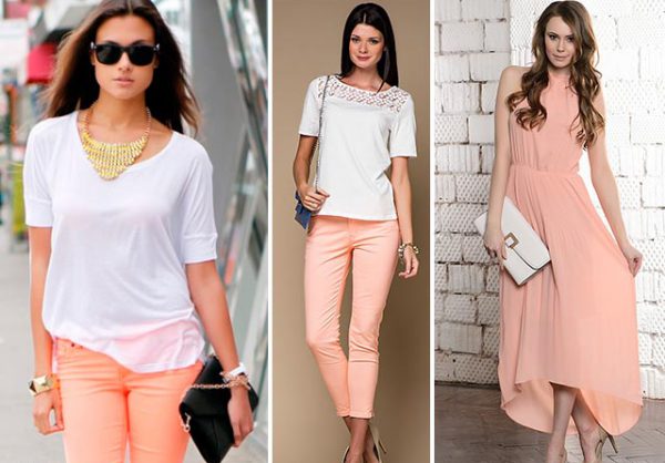 In clothes, peach color goes well with white