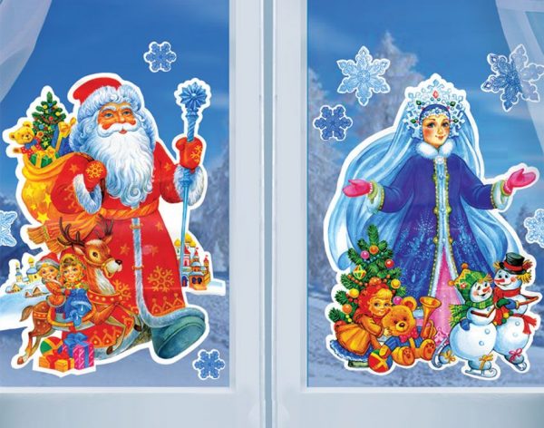 Klasiskais zemes gabals Jaungada zīmējumiem ir Ziemassvētku vecītis un Snow Maiden