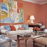 Sala de estar en suaves colores rosados