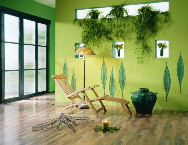 Zaļās nokrāsas ir labi piemērotas eko stilam.