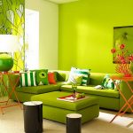 Room in greenish tones.