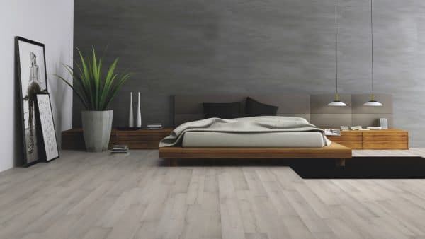 Seinien ja lattioiden harmaata väriä käytetään usein minimalismin tyyliin.