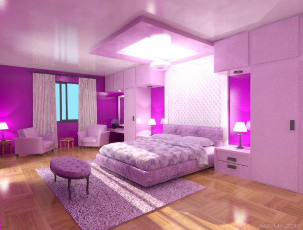 Habitación rosa lila