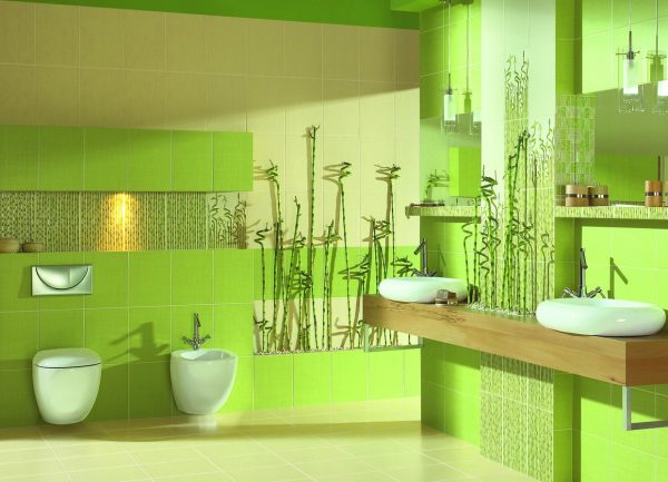 Grön badrumsdekoration