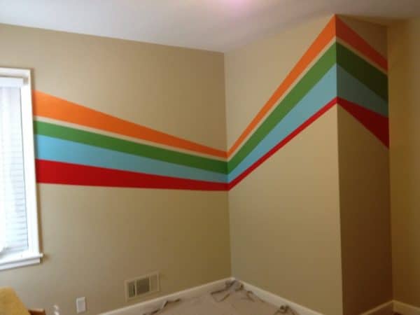 Wall decoration with colorful stripes