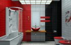 Κόκκινο, μαύρο και άσπρο στο μπάνιο