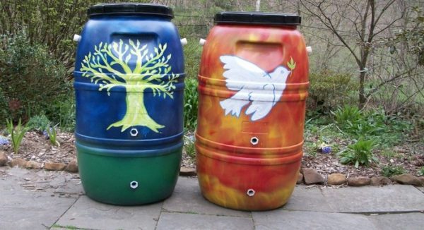 Painted plastic barrels