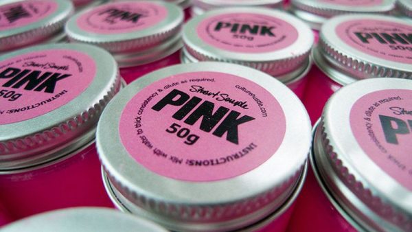 Pinkest rozā pulvera burka