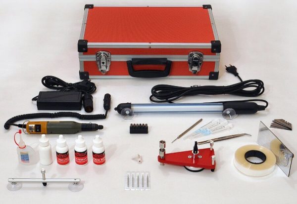 Værktøjer og materialer til auto glasreparation