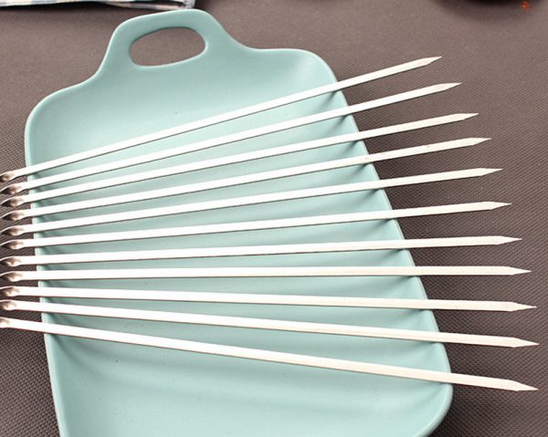 Set of flat skewers for barbecue