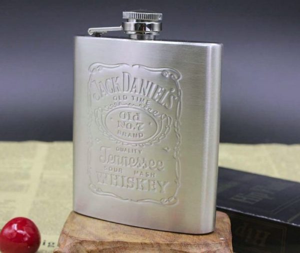 Steel flask for whiskey