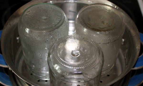 Sterilisatie van blikken in een dubbele boiler