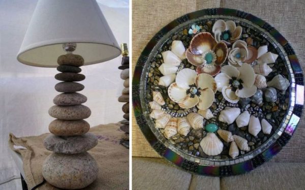 Stone decoration - lamp and plate