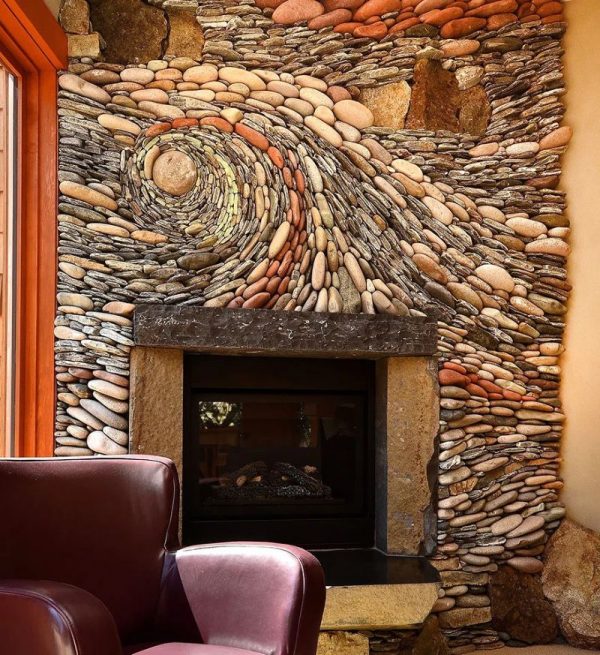 Stone wall in the living room