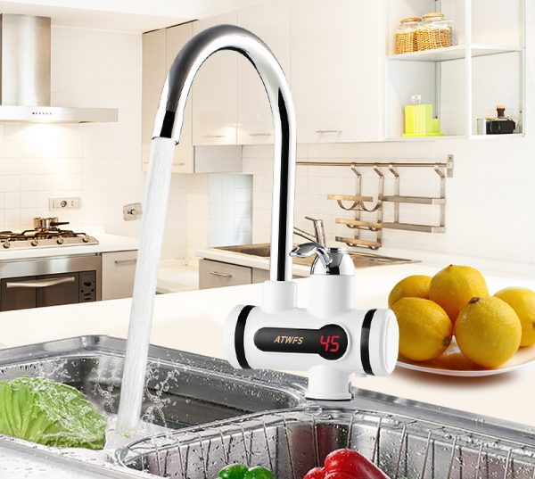 Kitchen faucet ATWFS with integrated electric heater and LED screen