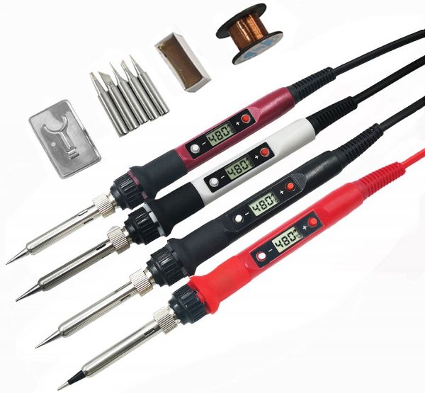 Soldering iron with electronic temperature gauge