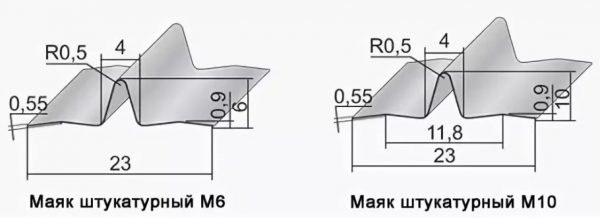 Dimensions de les balises de guix M6 i M10