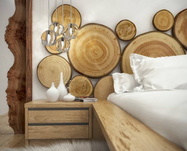 Cortes de madera para decoración de dormitorios.