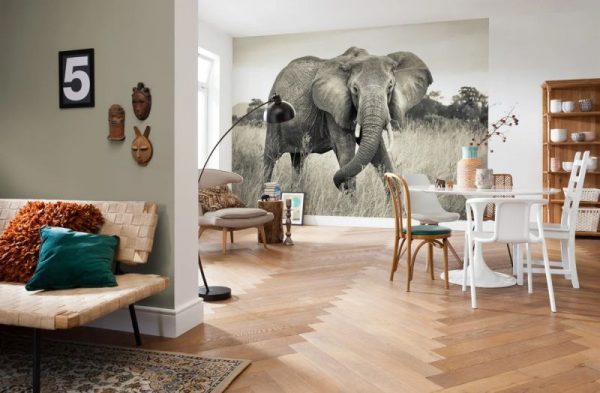 Elefante grande murale non tessuto 3D