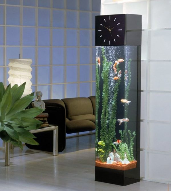 Aquarium vertical cylindrique