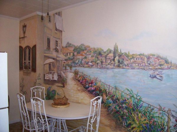 Fali falfestmény Provence stílusú konyha