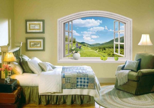 Imitation av ett fönster i ett rum