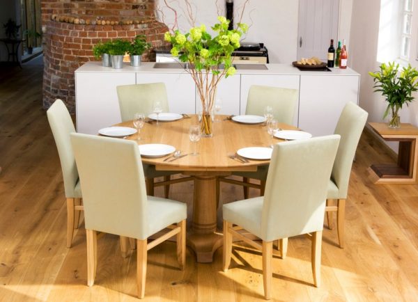 Round dining table in the kitchen