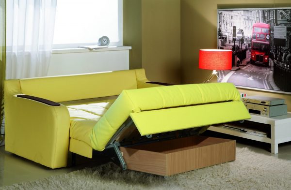 Folding sofa with a linen box