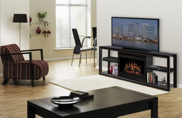 Mueble TV con chimenea eléctrica