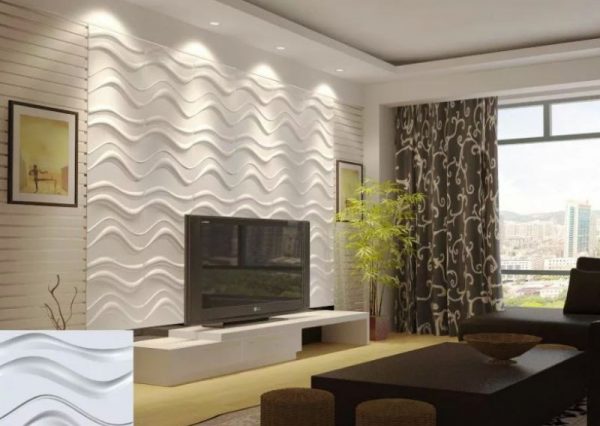 3D panely v interiéru obývacího pokoje