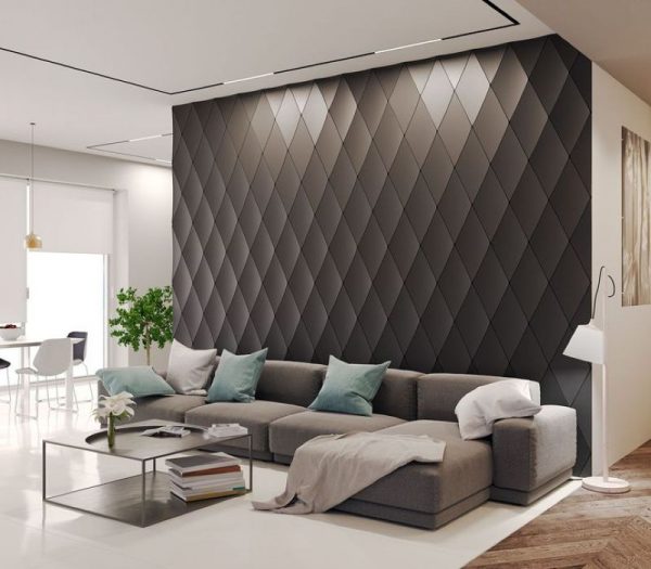 Elegantes paneles 3D en la sala de estar