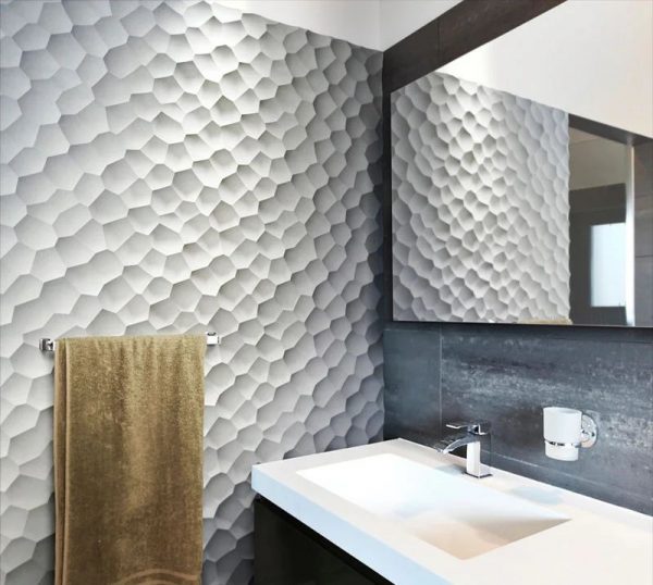 Panel tiga dimensi di bahagian dalam bilik mandi
