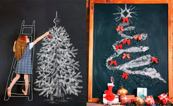 Lukisan pokok natal di dinding