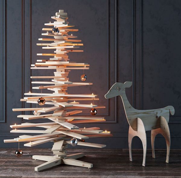 3D houten kerstboom