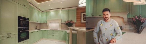Bar counter in the interior of the kitchen of Sergey Lazarev