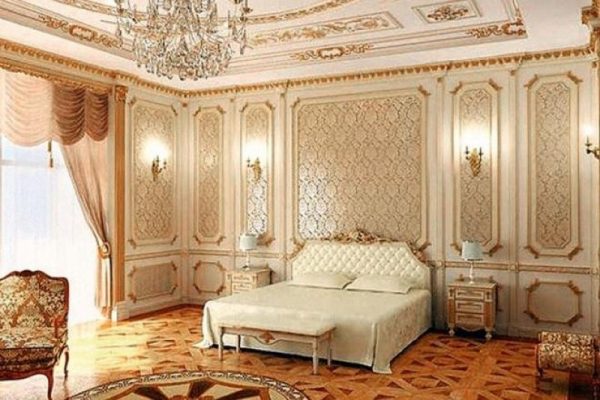 Sisätilojen makuuhuone huoneistossa Rasputina Kiovassa
