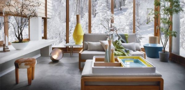 Cozy interior outside the winter window