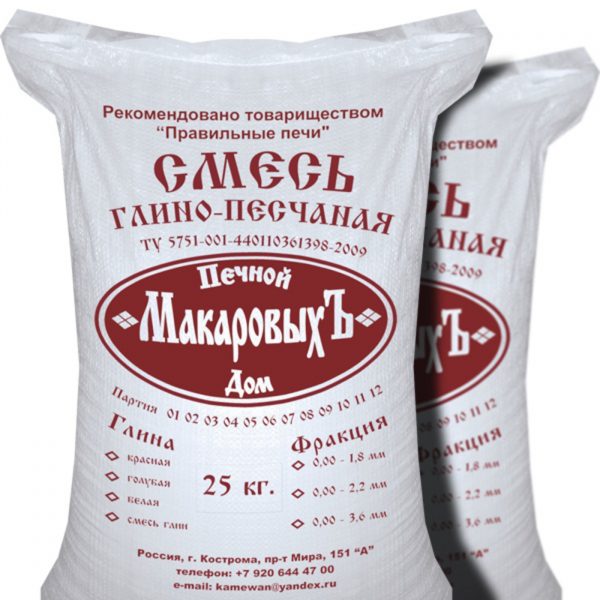 Klei-zandmix voor Makarov-oven