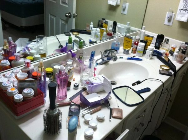 Excess items in the bathroom