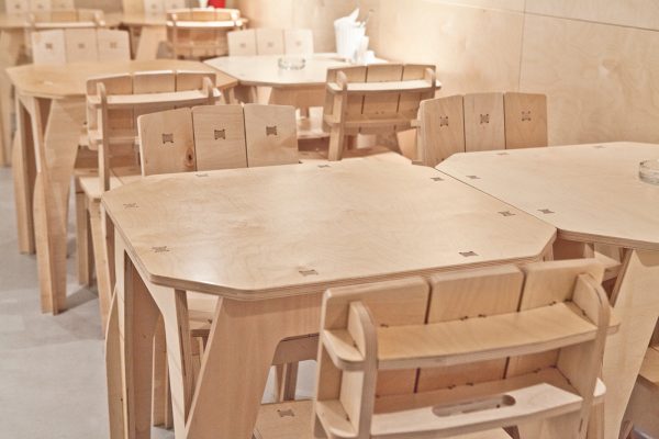 Furniture for cafe from plywood